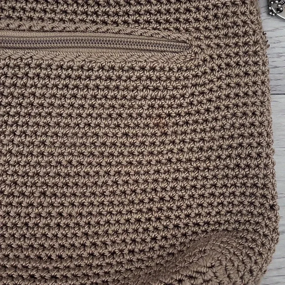The Sak Taupe Handmade Crocheted Knit Woven Boho Shoulder Bag‎